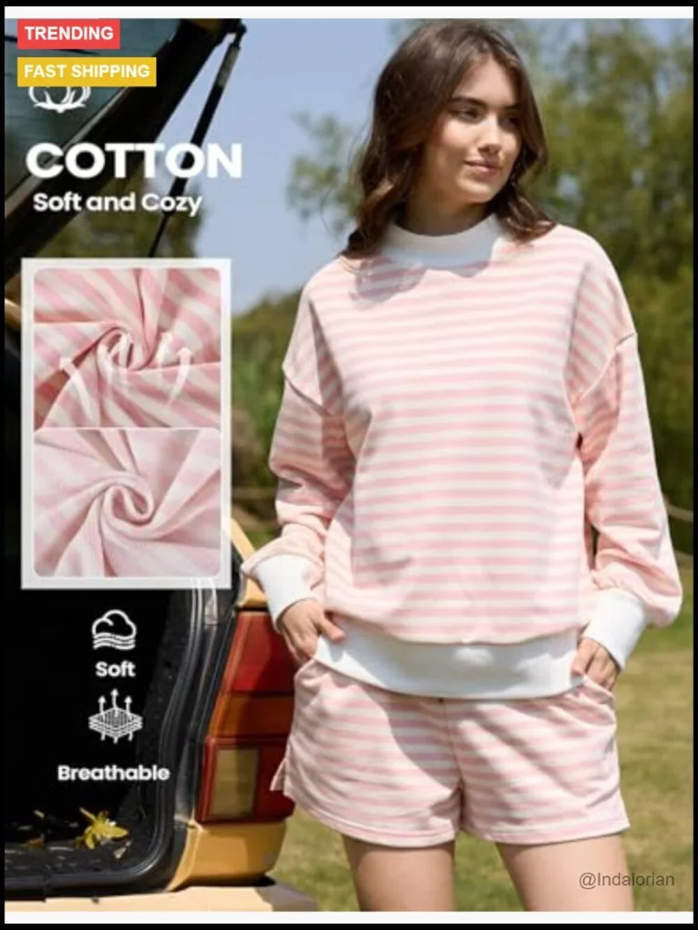 Cotton Blend Mock Neck Sweatshirt and Shorts Matching Set Lounge Outfit